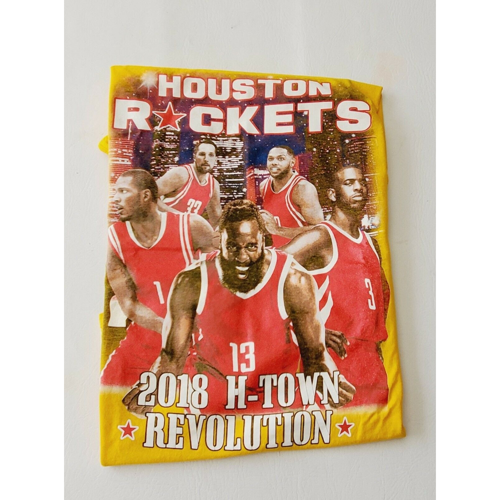 Houston Rockets 2018 H-Town Revolution t-shirt Yellow Fruit of the Loom - Picture 1 of 6